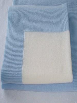 Blue and White Cashmere Baby Blanket (60 x 90cm)